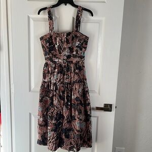 Ulla Johnson Black and Pink Midi Dress